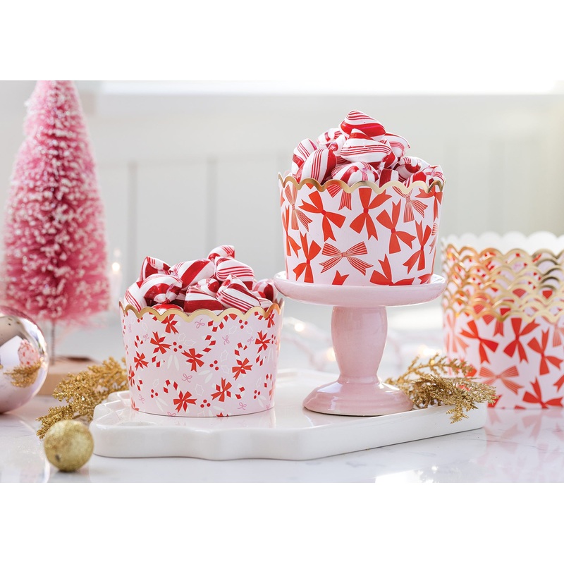 Foiled JUMBO Bows on Pink 8 oz Baking Cups (40 ct)