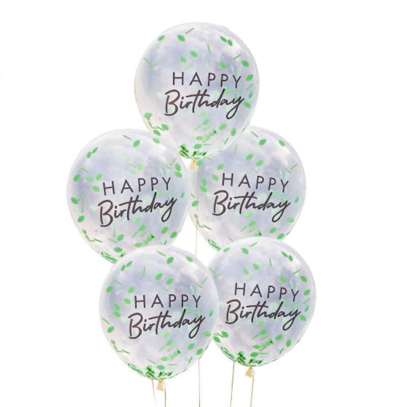 Mix It Up Balloon Bundle HAPPY BIRTHDAY LEAF CONFETTI Filled