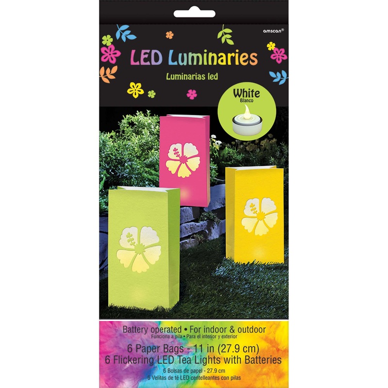 Neon LED Summer Luminaries Paper 6pcs