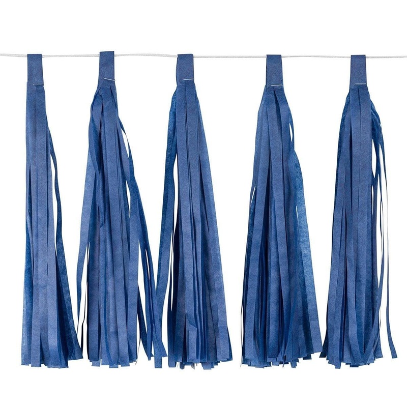 Tassels Garland Silk Paper Assembled 10/Pkg - Royal Blue