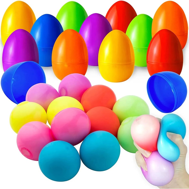 12Pcs Squishy Sticky Balls Prefilled Easter Eggs 3.3in