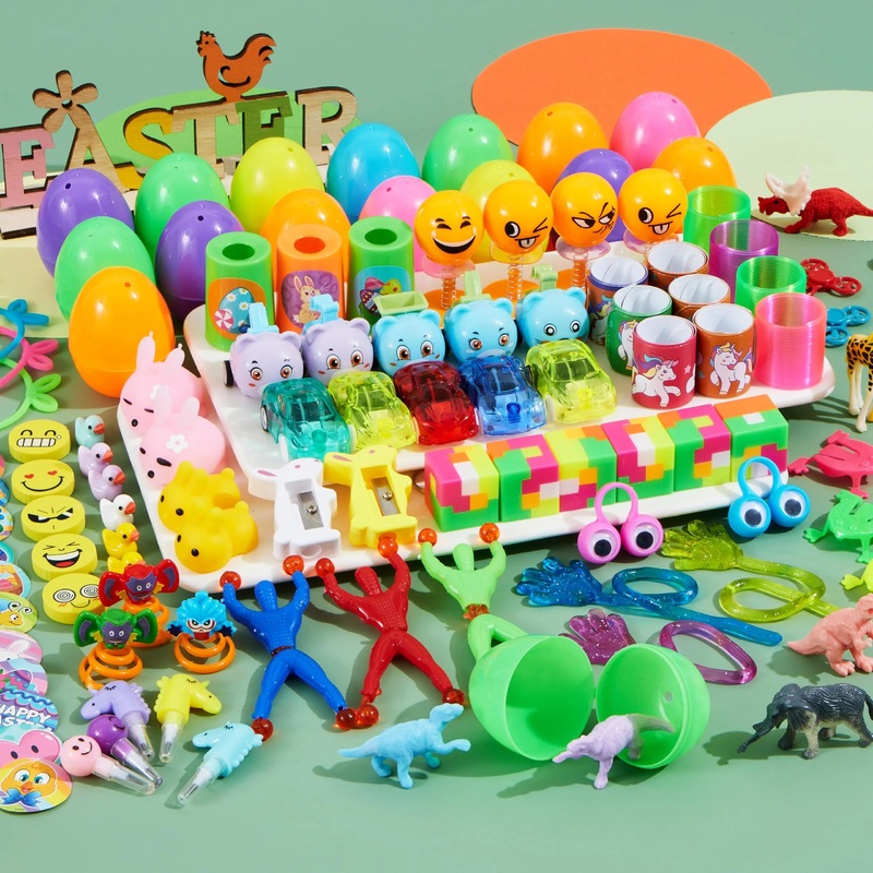 200Pcs 2.3in Prefilled Eggs Packed with Assorted Toys for Easter Egg Hunt