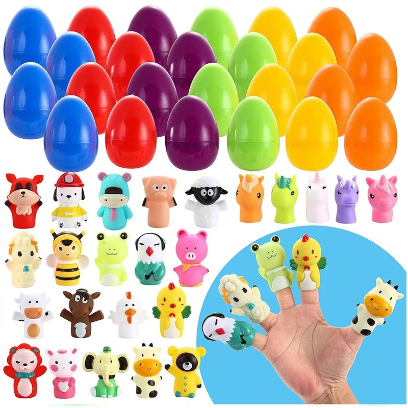 24Pcs Animal Finger Puppets Prefilled Easter Eggs