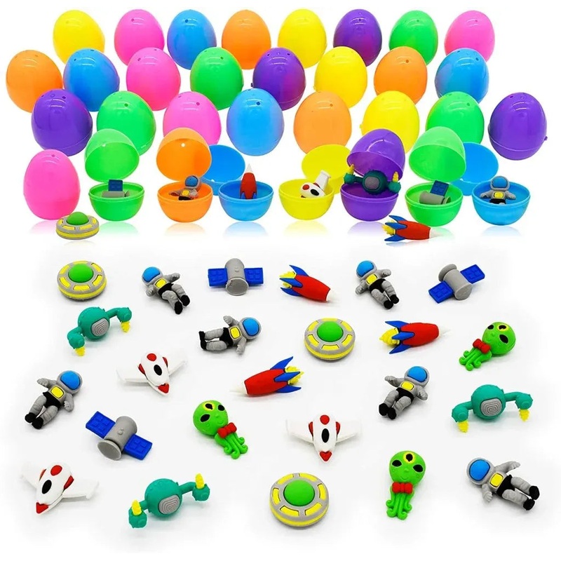24Pcs Outer Space Themed Erasers Prefilled Easter Eggs