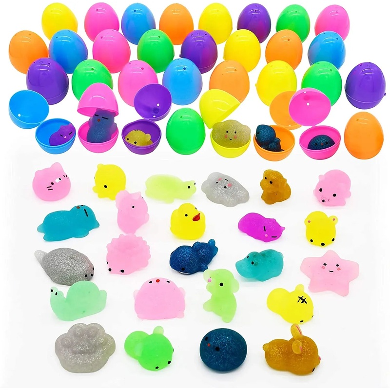 24Pcs Squishy Toy Glitter Prefilled Easter Eggs
