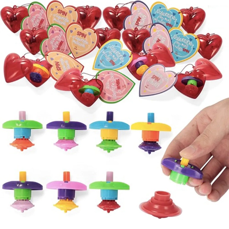 28Pcs Prefilled Hearts with Spinner and Valentines Day Cards for Kids-Classroom Exchange Gifts