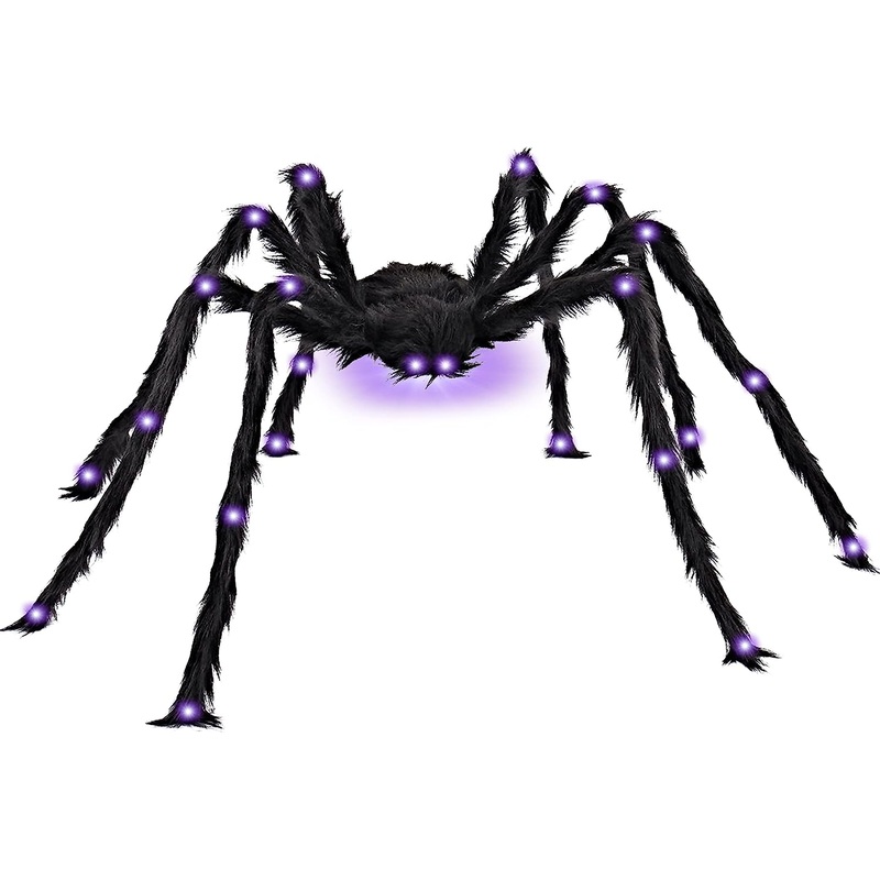 5 Ft Light Up Hairy Spider with Purple LED Lights