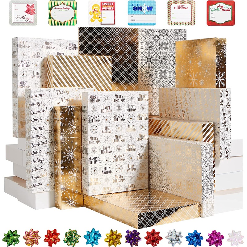 6 Assorted Designs Gold Foiled Color Shirt Box, 12 Pcs