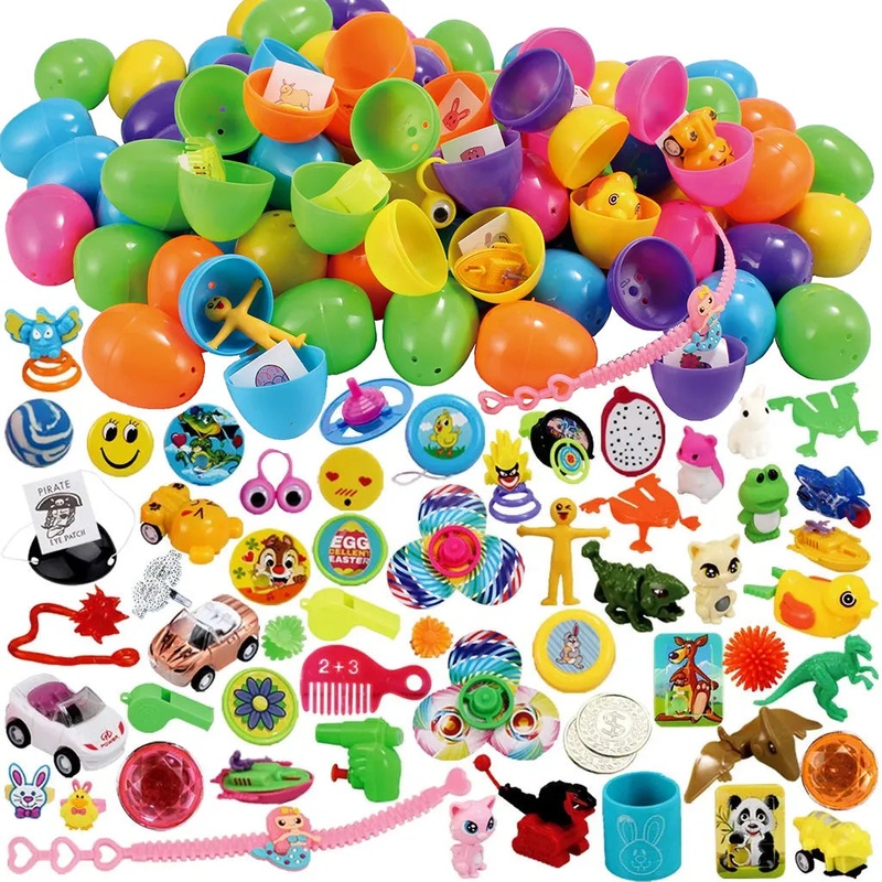 80Pcs Novelty Toys and Stickers Prefilled Easter Eggs