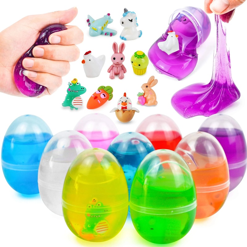 9Pcs Crystal Slime and Resin Figures Prefilled Easter Eggs