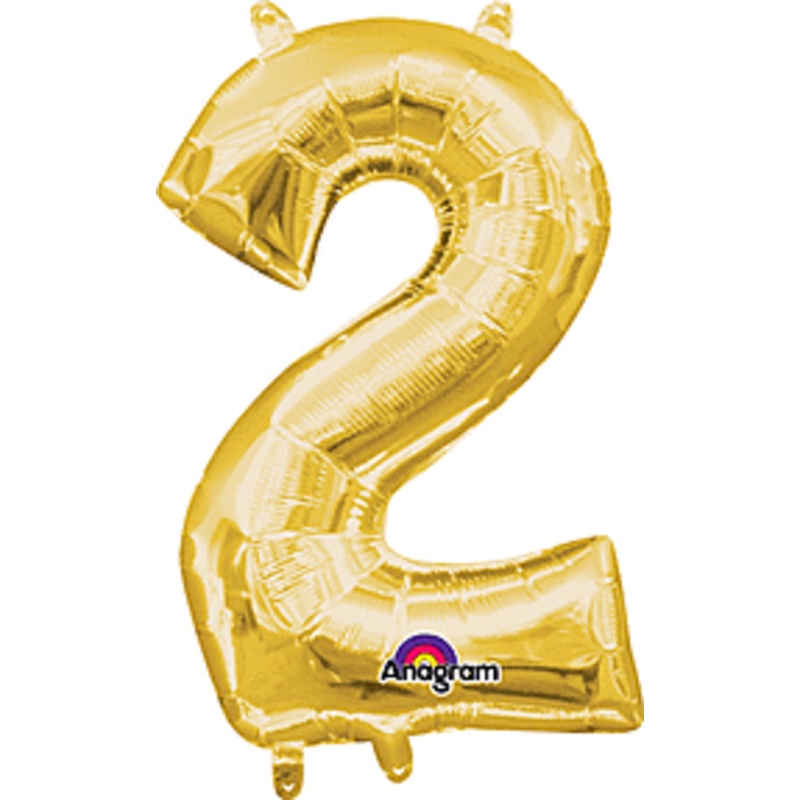 Gold 14" Number "2" Air filled Balloon Decoration