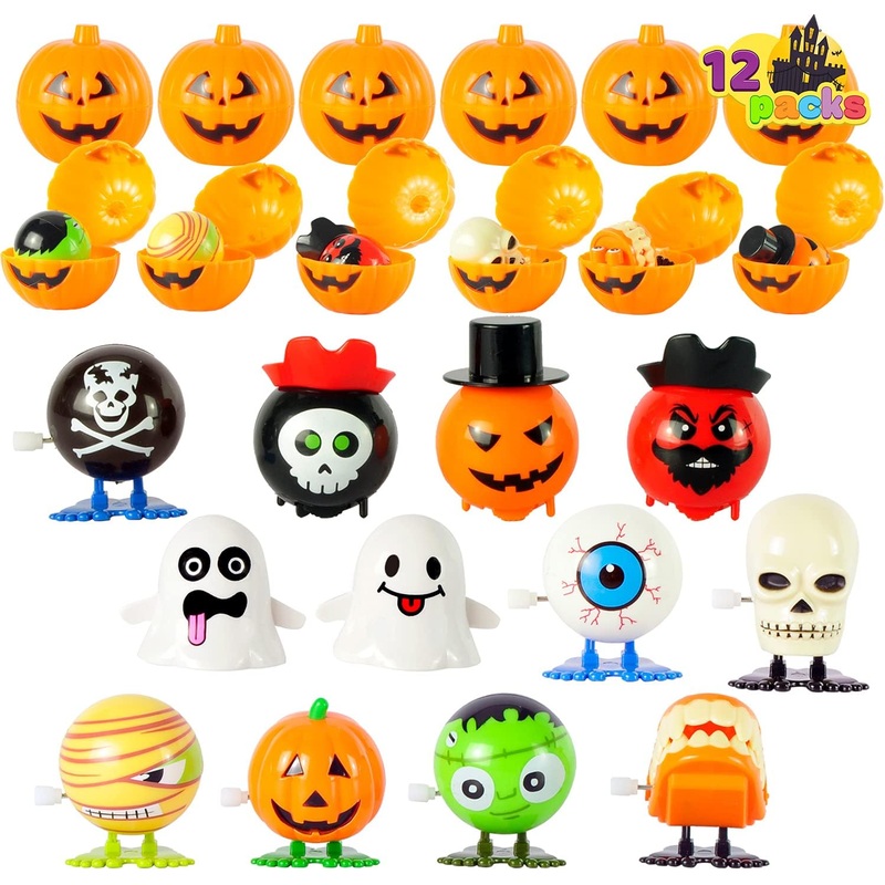 Halloween Prefilled Pumpkin Box with Wind Up Toys, 12 Pcs