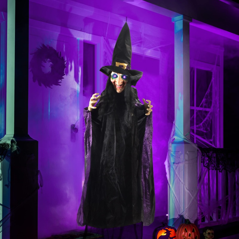 Life Size Hanging Animated Witch With Led Eyes