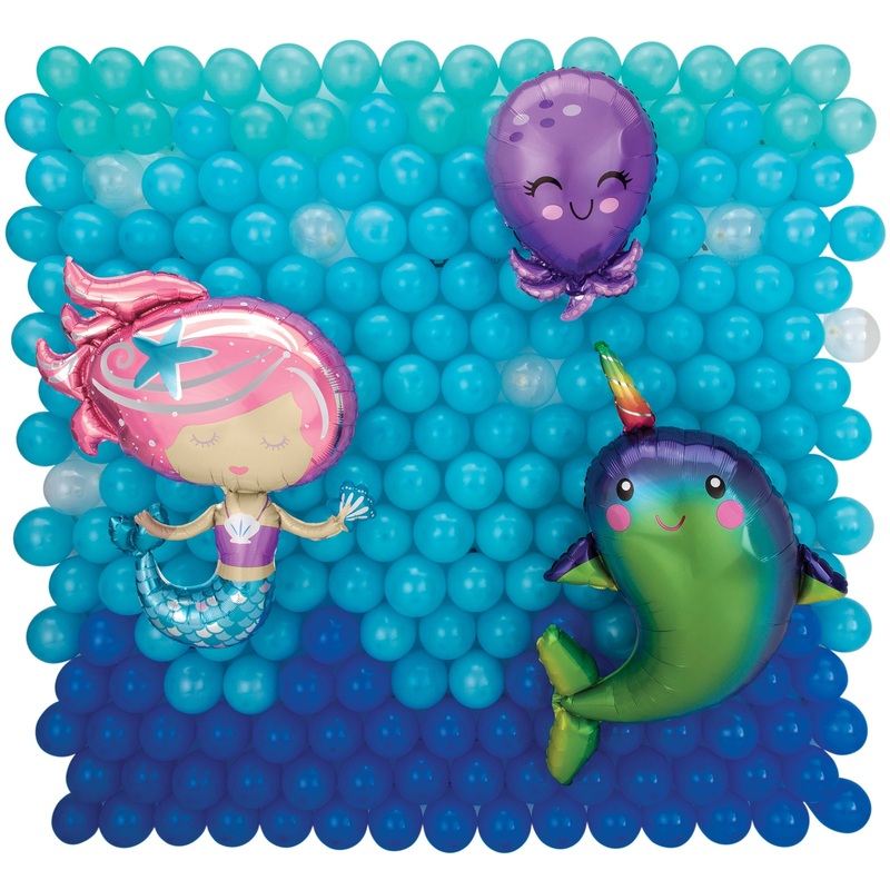 Mermaid Latex & Foil Balloon Backdrop Kit, Air-Filled