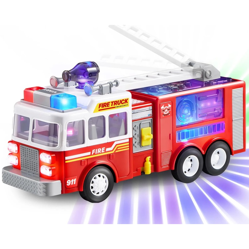 Toddler Fire Truck Toy with LED Projections & Sirens