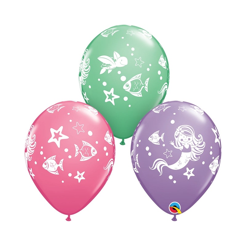 11" QUALATEX RETAIL LATEX MERRY MERMAID & FRIENDS (6 BALLOONS PER PACK)
