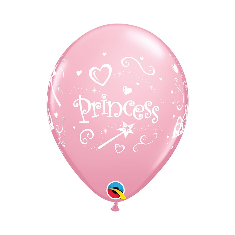 11" QUALATEX RETAIL LATEX PRINCESS/PINK (6 BALLOONS PER PACK)