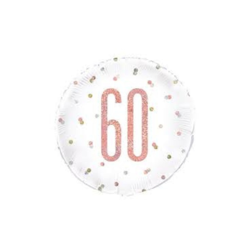 18" Holographic Rose Gold 60th Birthday Helium Filled Mylar