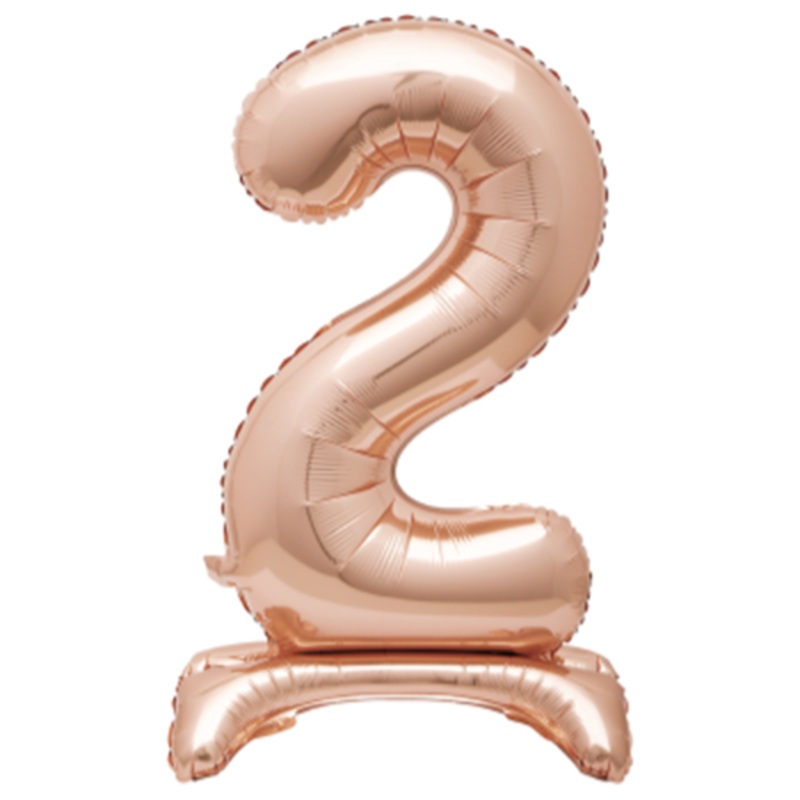 30" STANDING NUMBER BALLOON - 2 ROSE GOLD ( AIR FILLED )