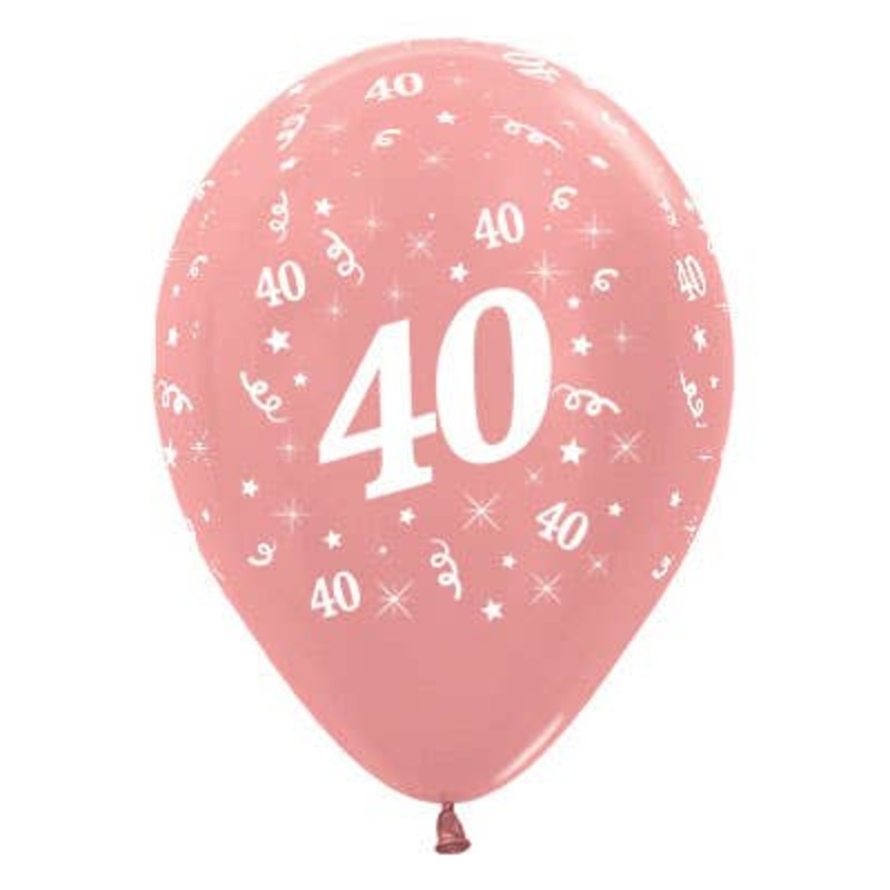 40th Birthday Metallic Rose Gold 25 Pack 30cm Latex Balloons