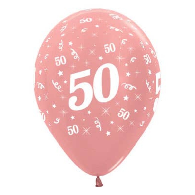 50th Birthday Metallic Rose Gold 25 Pack 30cm Latex Balloons