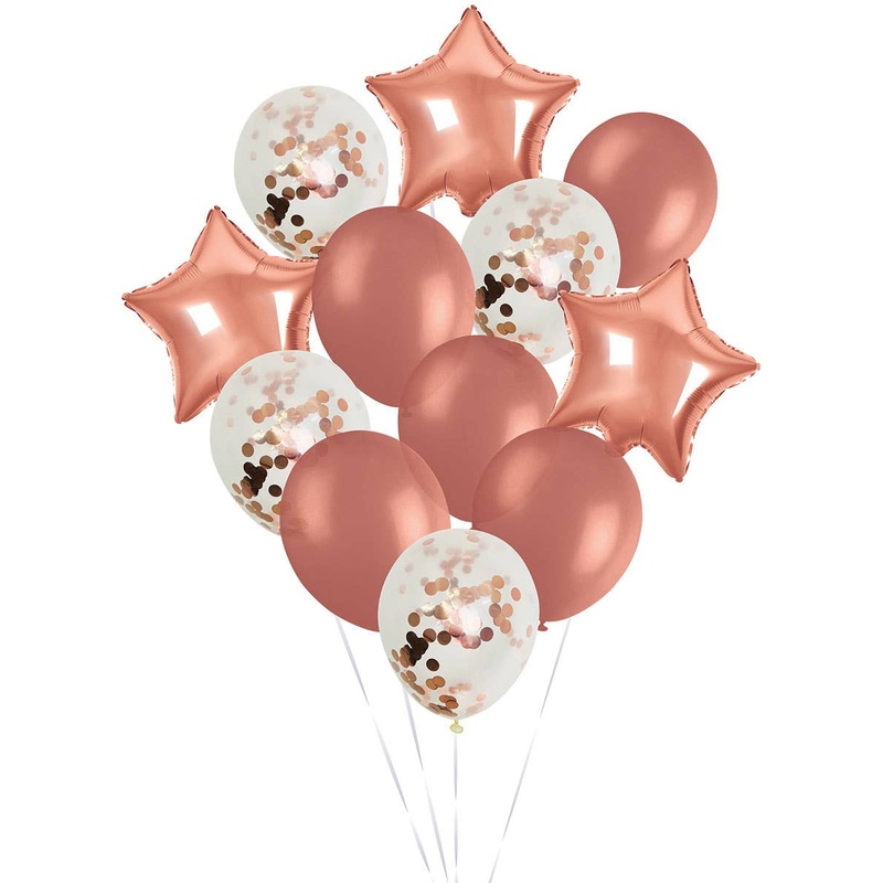 Assorted Rose Gold 12 Pack Balloons Set