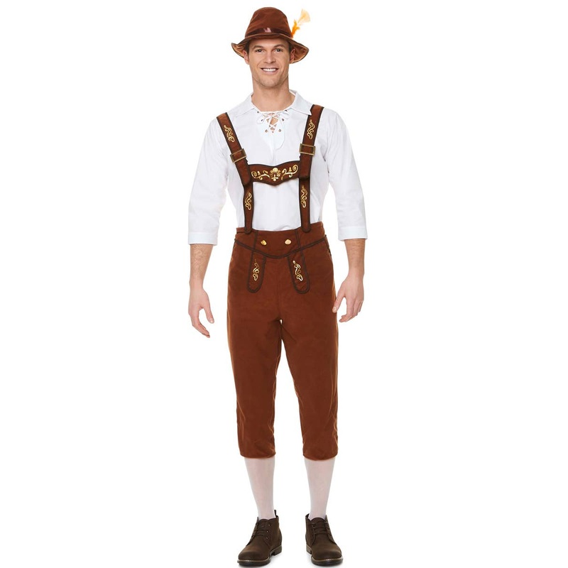 Bavarian Man Brown Lederhosen Mens Costume