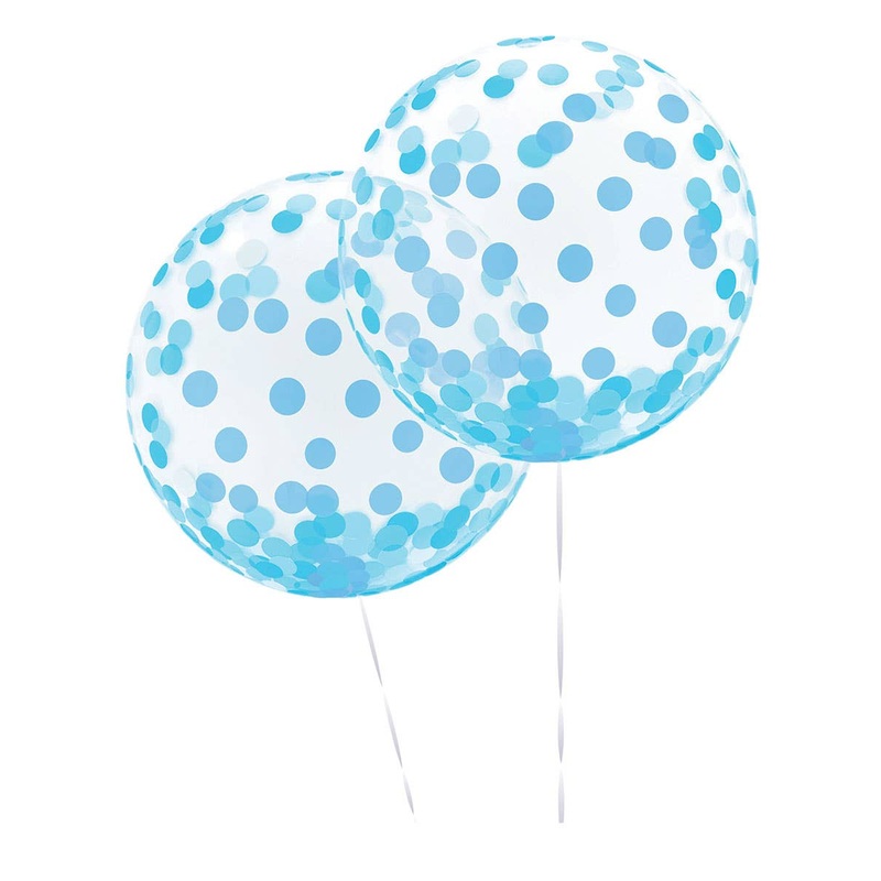 Blue Confetti Print 2 Pack 45cm Orb Balloons