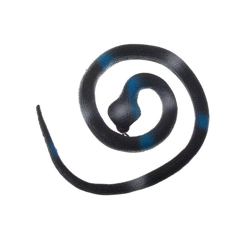 Coiled Blue and Black Rubber Snake Halloween Prop