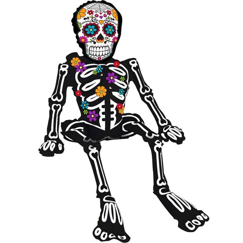 Day of the Dead Skeleton Air-Filled 45x66cm Sitting Foil Balloon