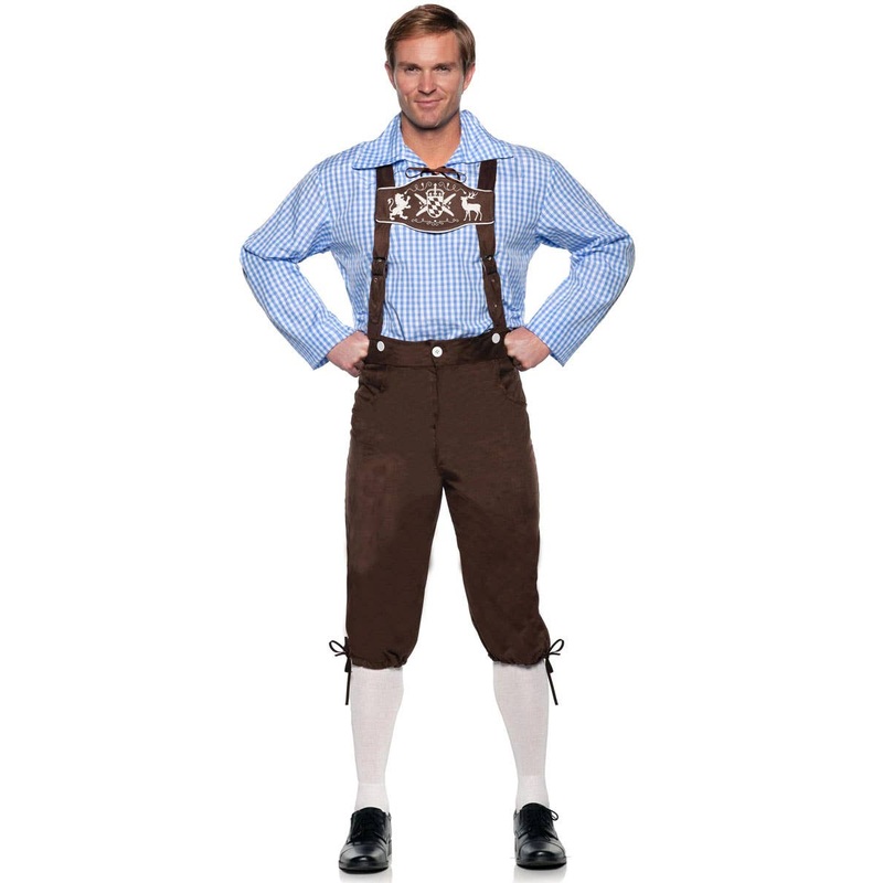 Deluxe Oktoberfest Mens Blue Lederhosen Costume