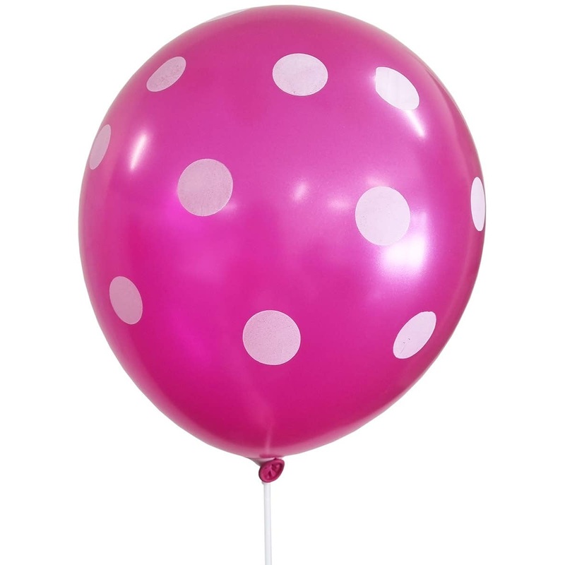 Hot Pink and White Polka Dot Print 10 Pack 30cm Latex Balloons