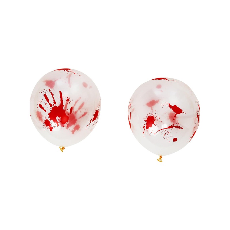 Pack of 8 White Bloody Handprint Latex Party Balloons