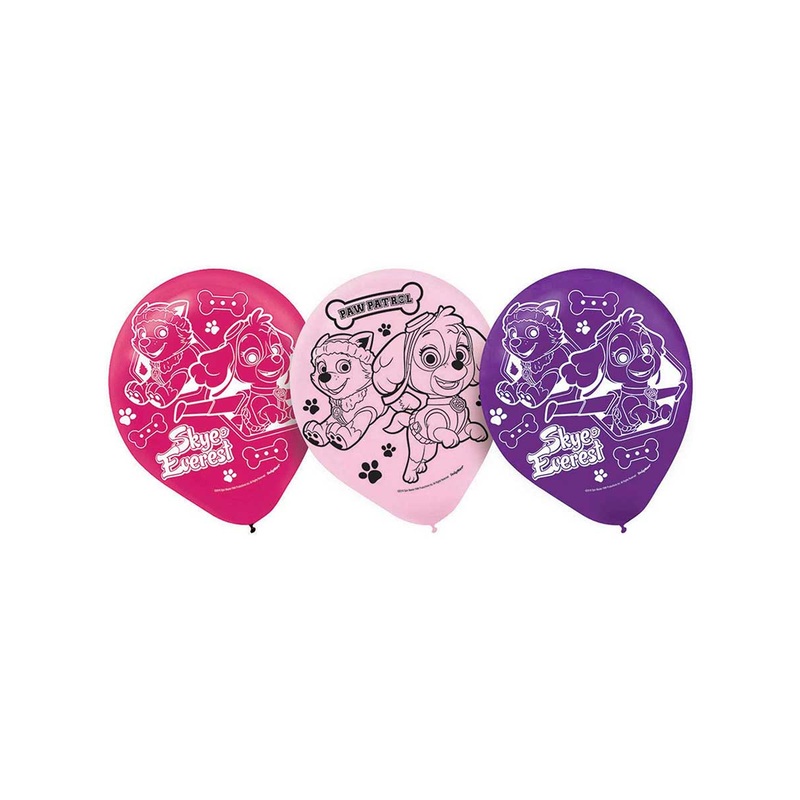 Paw Patrol Pink Print 6 Pack 30cm Latex Balloons