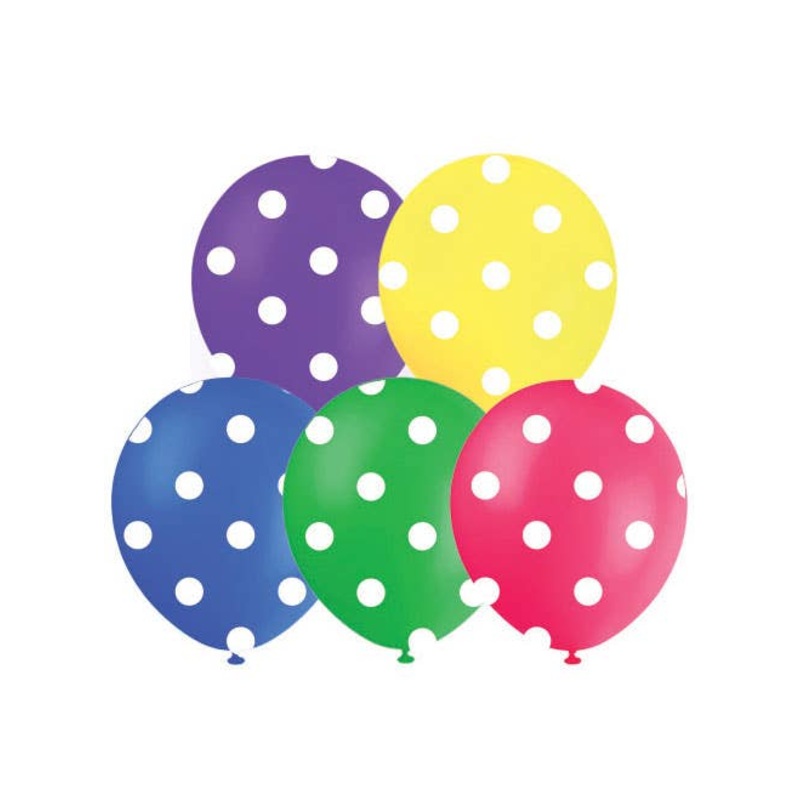 Polka Dots Assorted Coloured 10 Pack 30cm Latex Balloons