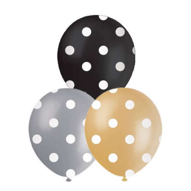 Polka Dots Formal Coloured 10 Pack 30cm Latex Balloons