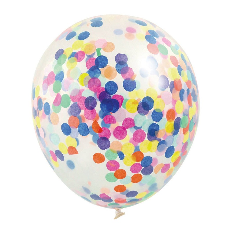 Rainbow Confetti Filled 3 Pack 30cm Latex Balloons