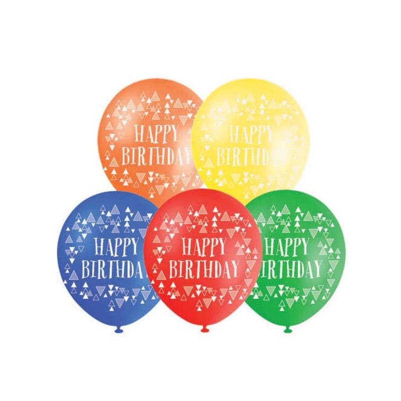 Rainbow Happy Birthday Printed 10 Pack 30cm Latex Balloons