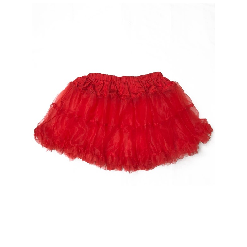 Red Ruffled Womens Thigh Length Petticoat - One Size