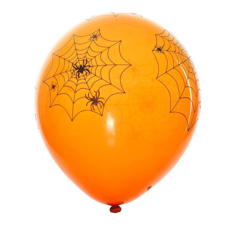 Spiderweb Black and Orange 6 Pack 30cm Latex Balloons