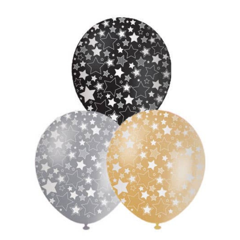 Star Printed Formal Coloured 10 Pack 30cm Latex Balloons