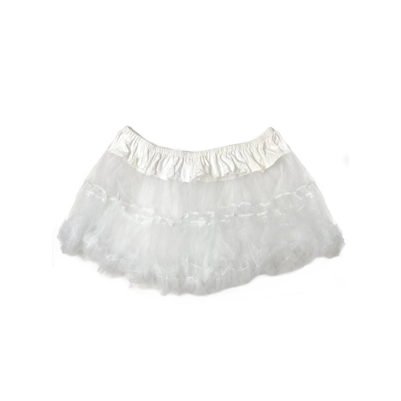 White Ruffled Womens Thigh Length Petticoat - Plus Size