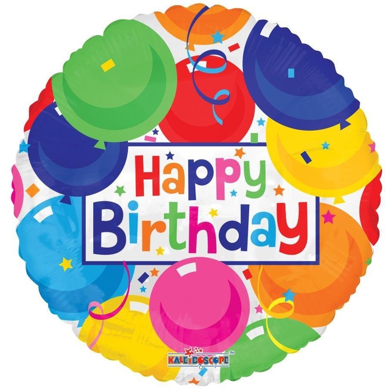 18 PR Birthday Colorful Balloons Gb -Single Pack. 15051-18