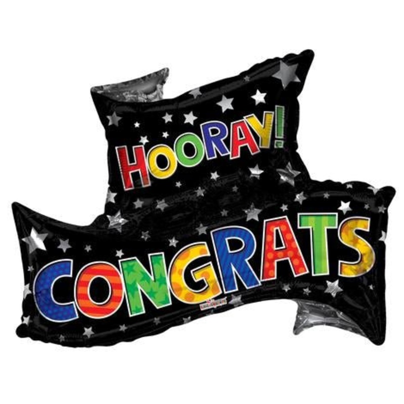 36" Congrats Grad Banner Shape Foil Balloon - (Single Pack). 85360-36