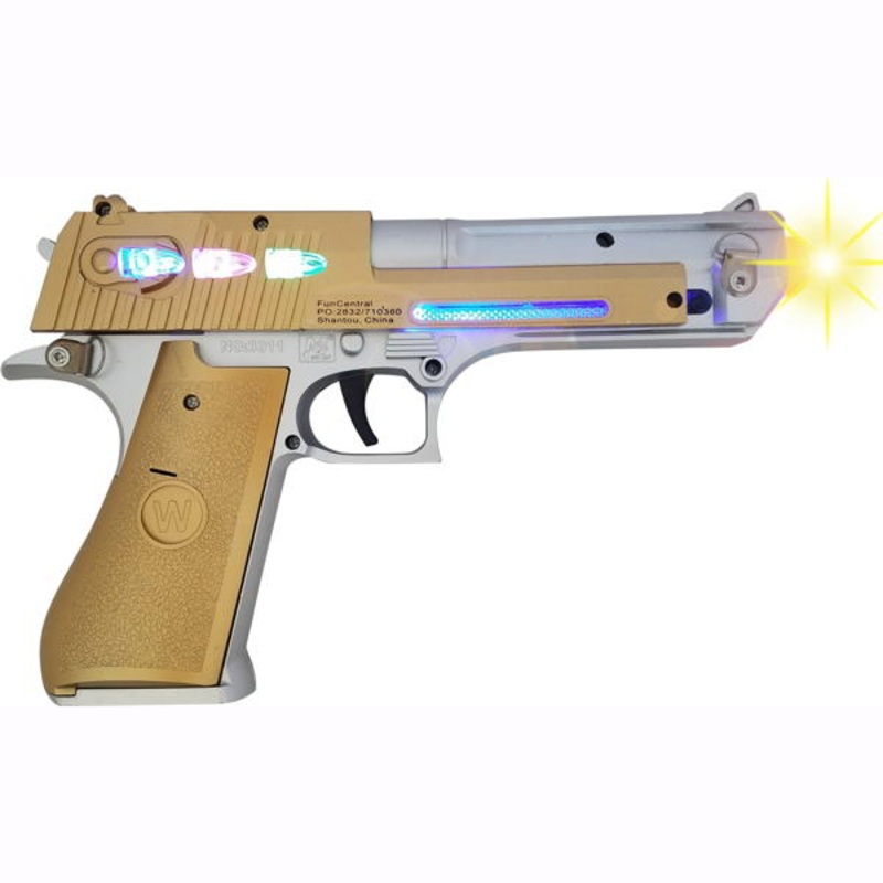 8" LED Plated Laser Pistol Gold -CoolGlow (AU211)