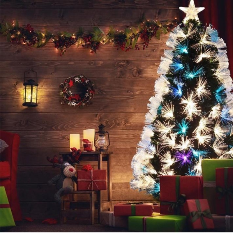 90cm Green Christmas Tree with Ultra Bright Fibre Optic Flashing LED Lights