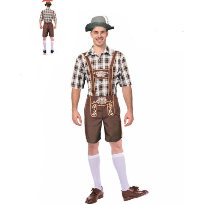 Adult Oktoberfest Brown Lederhosen Bavarian Beer Man Costume