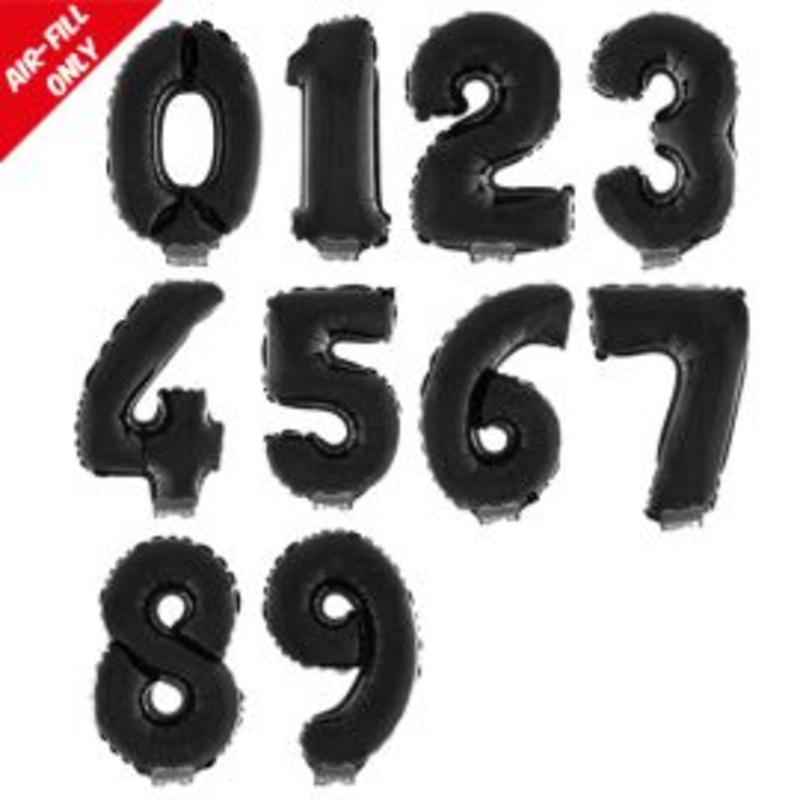 Black 16in Air Filled Mylar Number