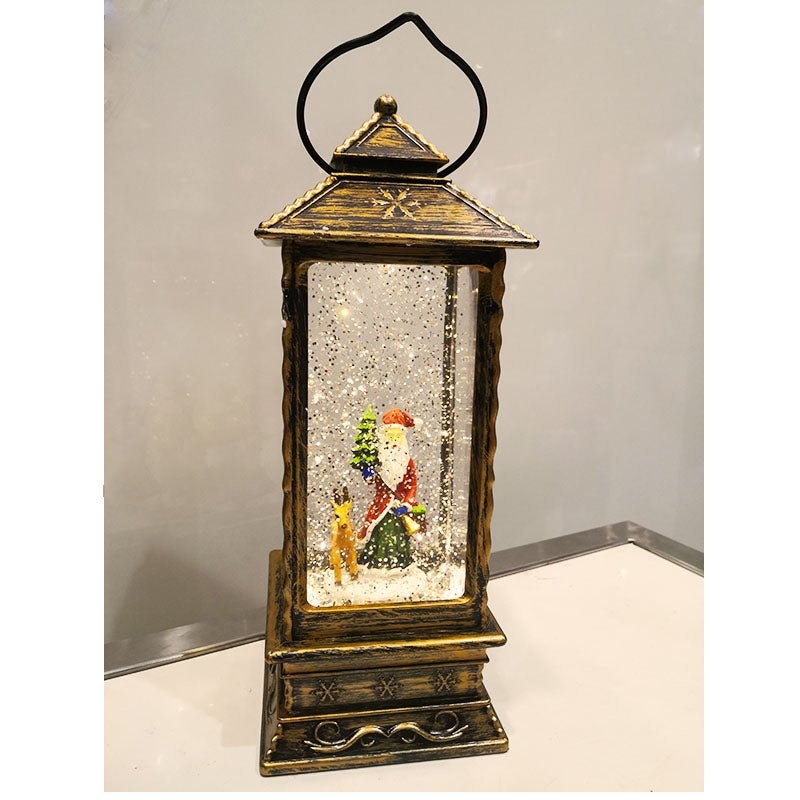 Christmas Warn LED Snow Globe Water Lantern in Traditional Lantern Design