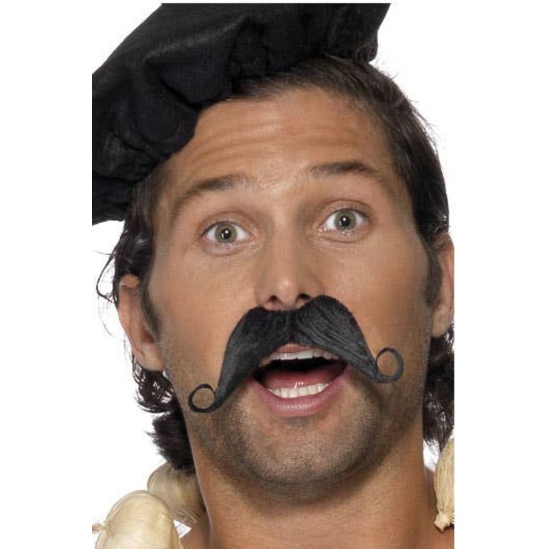 Curled Black Frenchman Moustache